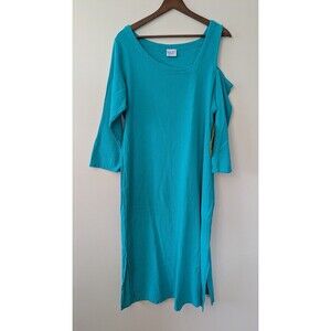 Oh My Gauze Paulene Maxi Dress Aqua Beachy Coastal Boho Relaxed Slits Size 1 S/M
